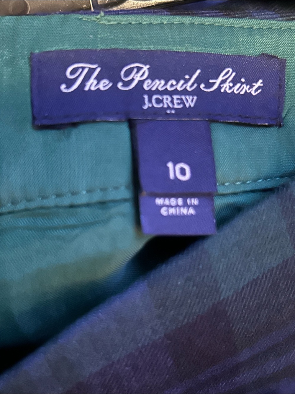 J.Crew Tartan Plaid Pencil Skirt Size 6 Green Navy Preppy Classic Dark Academia - Picture 8 of 9